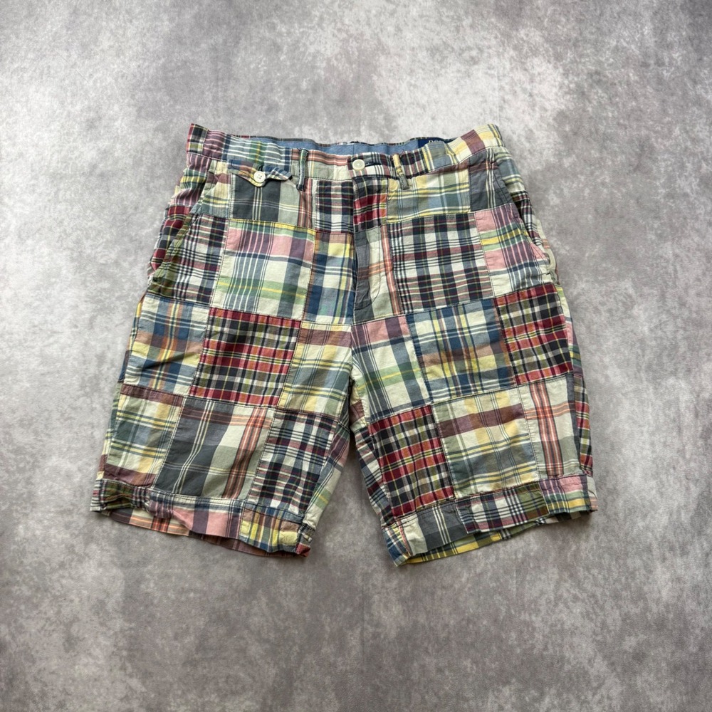 Polo Ralph Lauren Classic Fit Patchwork Madras Plaid Shorts Mens 32 Multicolor
